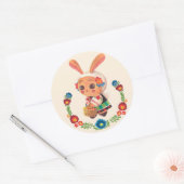 Sticker Rond Lapin Polonais Fleur (Enveloppe)