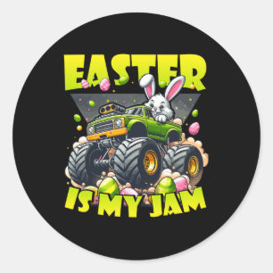 Sticker Rond Lapin Rétro Pâques Est Mon Jam Monster Truck Tout-