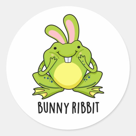 Sticker Rond Lapin Ribbit Funny Lapin Frog Pun (Devant)