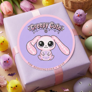Sticker Rond Lapin Rose Créatif et Mignon Gothique Pastel