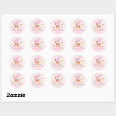 Sticker Rond Lapin rose Whimsical en Aquarelle de jardin (Feuille)