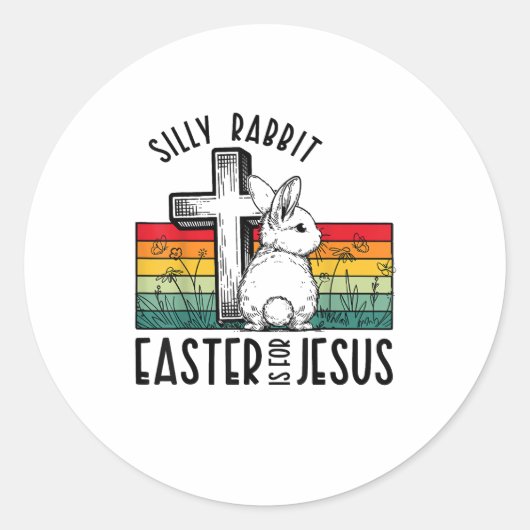 Sticker Rond Lapin Silencieux Pâques Est Pour Jésus Bunny Chris (Devant)