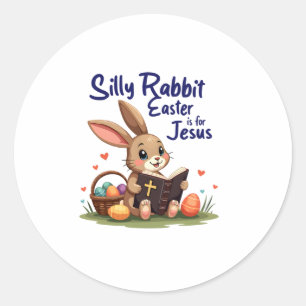 Sticker Rond Lapin Silencieux Pâques est pour Jésus Conception 