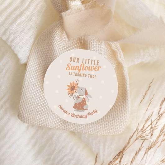 Sticker Rond Lapin Tournesol Lapin Anniversaire