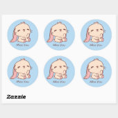 Sticker Rond Lapin Triste Mignon Te Manque (Feuille)