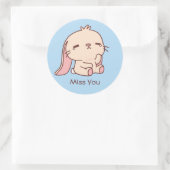 Sticker Rond Lapin Triste Mignon Te Manque (Sac)