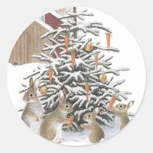 Sticker Rond lapins de Noël (Devant)