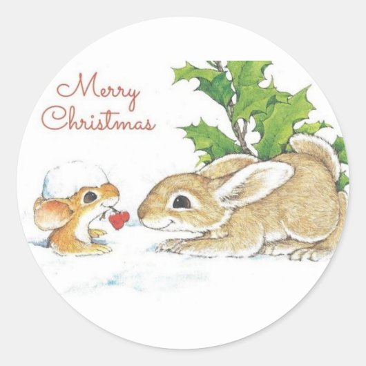 Sticker Rond Lapins de Noël (Devant)