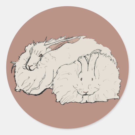 Sticker Rond Lapins gigantesques Angora (Devant)