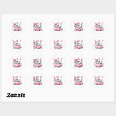 Sticker Rond Lapins mignons partageant un cœur (Feuille)