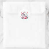 Sticker Rond Lapins mignons partageant un cœur (Sac)