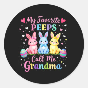 Sticker Rond Lapins préférés appellent grand-mère jour de Pâque