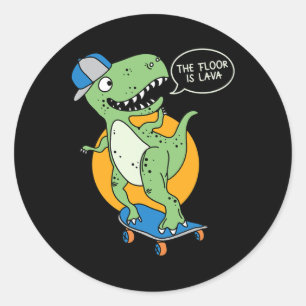 Sticker Rond L'Appareil de Skateboard Le Sol Est Lava