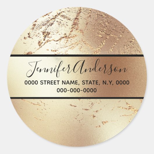 Sticker Rond L'apparence métallique de l'or géode scintille la  (Devant)