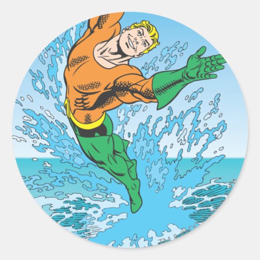 Sticker Rond L'Aquaman sort de la mer (Devant)