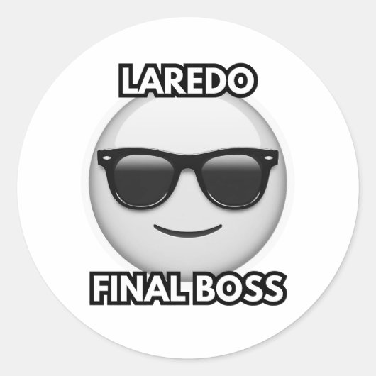 Sticker Rond Laredo Final Boss Cool Emoji (Devant)