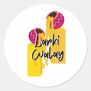 Sticker Rond Larki Walay   Desi Mariage Jouer à la fête