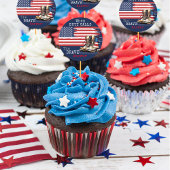 Sticker Rond L'armée tire le drapeau américain BLUE en train de