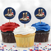 Sticker Rond L'armée tire le drapeau américain BLUE en train de