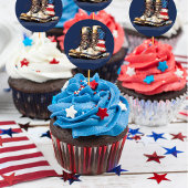 Sticker Rond L'armée tire le drapeau américain BLUE en train de