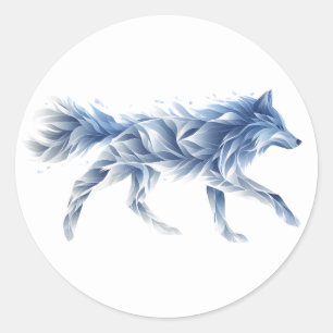 Sticker Rond L'art Abstrait du loup : Illustration géométrique 