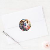 Sticker Rond L'art animal floral de Ram (Enveloppe)