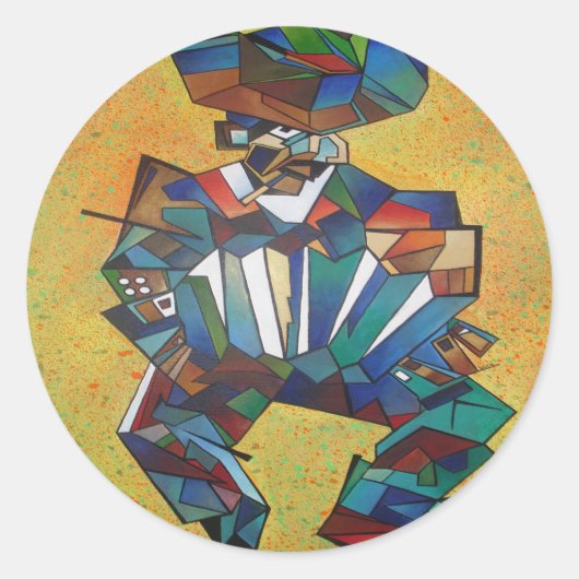 Sticker Rond L'art cubiste accordioniste (Devant)