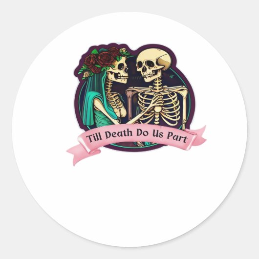 Sticker Rond L'art de la Saint-Valentin Till Death Do Us Part – (Devant)