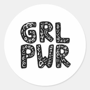 Sticker Rond L'art de la typographie de la puissance féminine 
