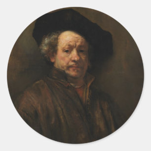 Sticker Rond L'art de l'auto-portrait de Rembrandt van Rijn