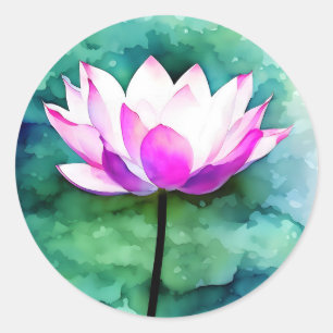Sticker Rond L'art des fleurs de lotte rose