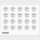 Sticker Rond L'art des oiseaux en chickadee d'hiver (Feuille)