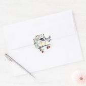 Sticker Rond L'art des oiseaux en chickadee d'hiver (Enveloppe)