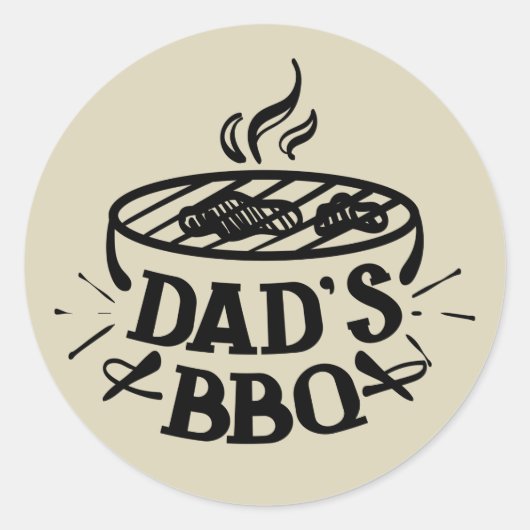 Sticker Rond L'art du mot BBQ de papa cool (Devant)