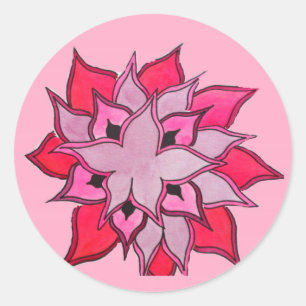 Sticker Rond L'art floral rose et violet