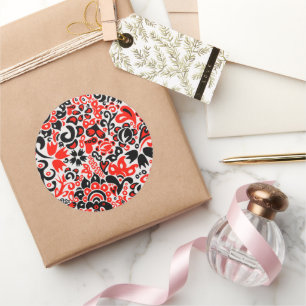 Sticker Rond L'art populaire ukrainien motif floral abstact