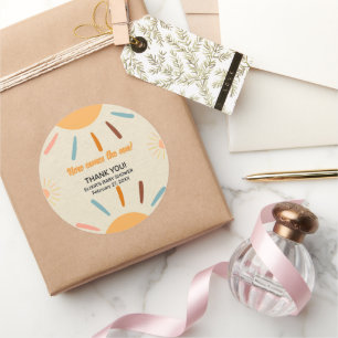 Sticker Rond L'Artisanat Minimaliste Ici Vient Le Baby shower F