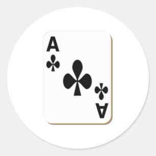 Sticker Rond L'As des Clubs Jouer Carte