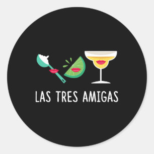 Sticker Rond Las Tres Amigas - Tenue Cinco De Mayo Drôle Mexica