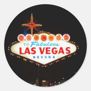 Sticker Rond Las Vegas Inscrivez-Vous Au Lit De Nuit Photo