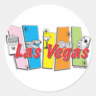 Sticker Rond Las Vegas Retro