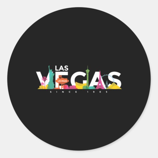 Sticker Rond Las Vegas Skyline Nevada (Devant)