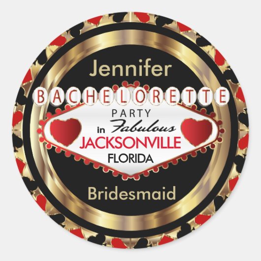 Sticker Rond Las Vegas Style Bachelorette Party - Rouge (Devant)