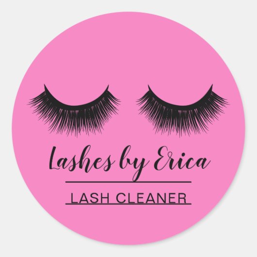 Sticker Rond Lash Cleaner Cute Black & Rose Eyelash Extensions (Devant)