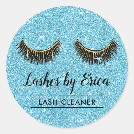 Sticker Rond Lash Cleaner Eyelash Extensions Aqua Parties scint (Devant)