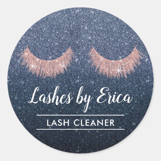 Sticker Rond Lash Cleaner Eyelash Extensions Navy Blue Parties  (Devant)