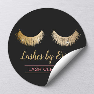 Sticker Rond Lash Cleaner Moderne Faux Gold Eyelash Extensions