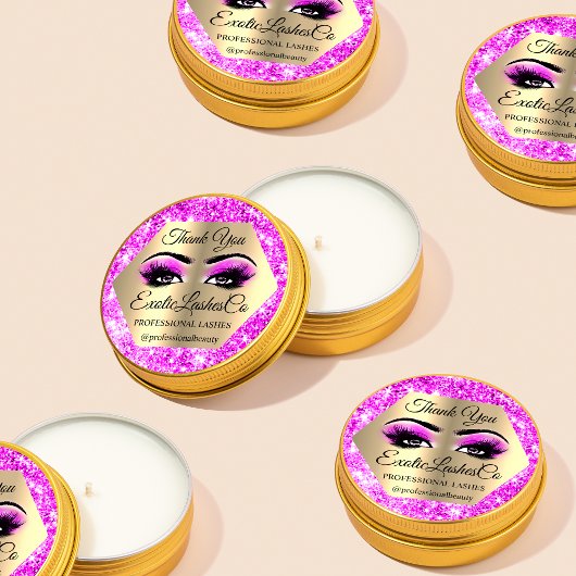 Sticker Rond Lash Merci de maquillage Lashes or rose chaud