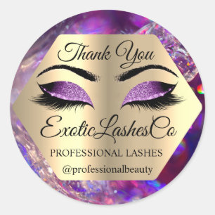 Sticker Rond Lash Merci maquillage Artiste Gold Eyes PUrple