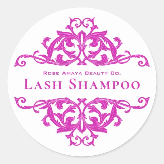 Sticker Rond Lash nettoyant Chic Purple Damask (Devant)